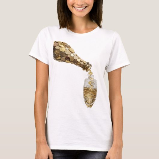 Leuke Zilveren GELDZELFDE Fles Slogan Design T-shirt (Voorkant)