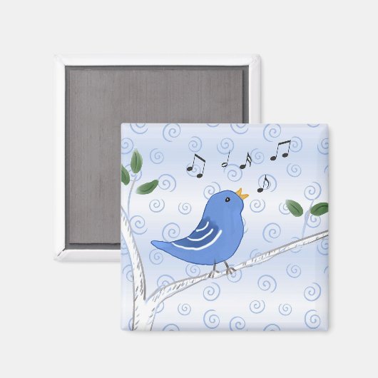 Leuke Zingende Bluebird Magnet (Voorkant / Achterkant)
