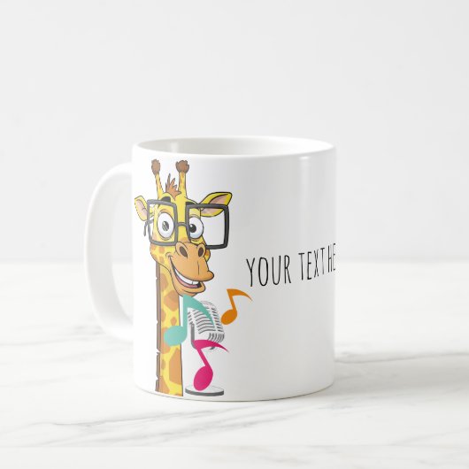 Leuke zingende giraffe koffiemok (Voorkant links)