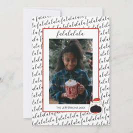 Leuke Zingende Kat Fa La La La Kerstmis Foto Feestdagenkaart