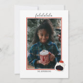 Leuke Zingende Kat Fa La La La Kerstmis Foto Feestdagenkaart (Voorkant)