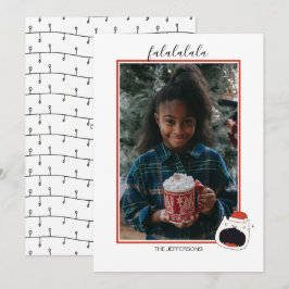 Leuke Zingende Kat Fa La La La Kerstmis Foto Feestdagenkaart