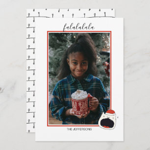 Leuke Zingende Kat Fa La La La Kerstmis Foto Feestdagenkaart