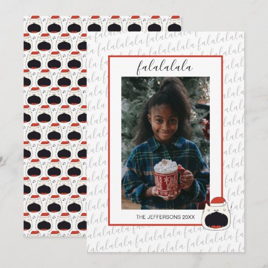 Leuke Zingende Kat Fa La La La Kerstmis Foto Feestdagenkaart (Voorkant / Achterkant)