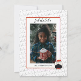 Leuke Zingende Kat Fa La La La Kerstmis Foto Feestdagenkaart