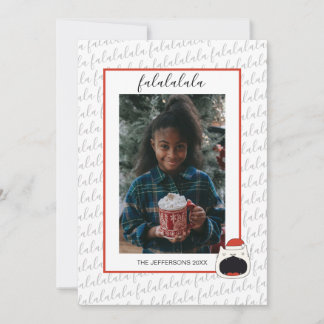 Leuke Zingende Kat Fa La La La Kerstmis Foto Feestdagenkaart