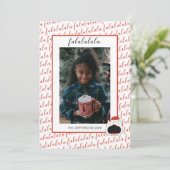 Leuke Zingende Kat Fa La La La Kerstmis Foto Feestdagenkaart (Staand voorkant)