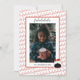 Leuke Zingende Kat Fa La La La Kerstmis Foto Feestdagenkaart