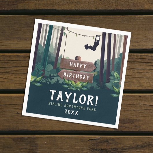 Leuke Zipline Bos Verjaardag Buiten Groenery is tr Servet