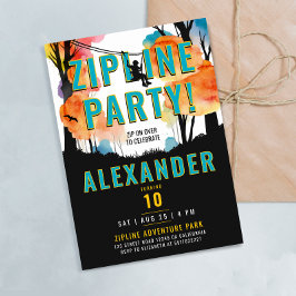 Leuke Zipline Kleurrijke Party Adventure Waterverf Kaart