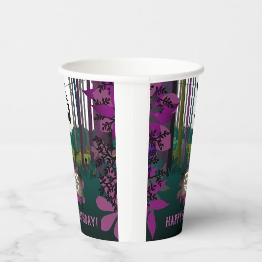 Leuke Zipline Paarse Roze Bos Meisje Avontuur Papieren Bekers (Rechts)