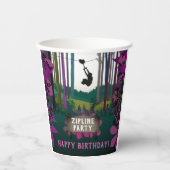 Leuke Zipline Paarse Roze Bos Meisje Avontuur Papieren Bekers (Voorkant)
