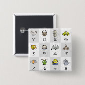 Leuke Zodiac Astrologische Karakters Vierkante Button 5,1 Cm (Voorkant /achterkant)