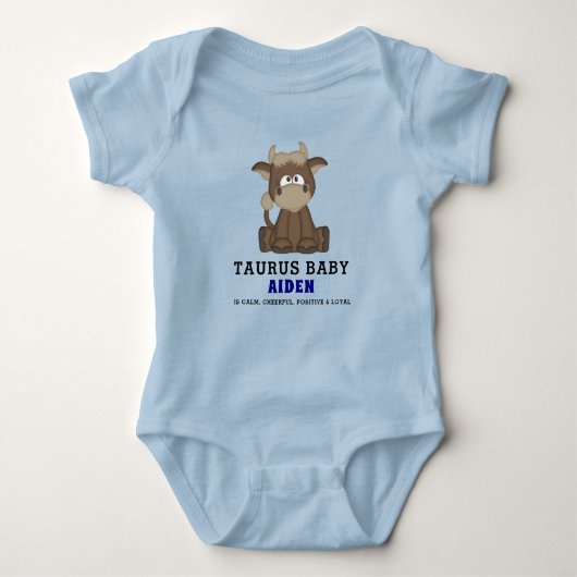 Leuke Zodiac Taurus Bull Blue Boy Romper (Voorkant)