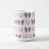 leuke zoete regenboog harten pastel verloop patroo koffiemok (Center)