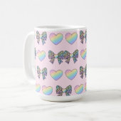 leuke zoete regenboog harten pastel verloop patroo koffiemok (Voorkant links)