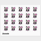 Leuke zombie bruid en bruidegom cartoon GOTHIC bru Vierkante Sticker (Vel)