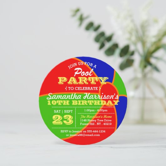 Leuke zomer Beach Ball Pool Party Elke Leeftijd Ve Kaart (Staand voorkant)