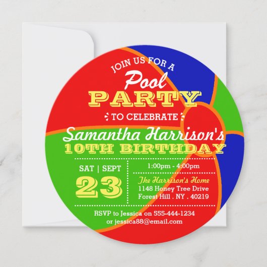 Leuke zomer Beach Ball Pool Party Elke Leeftijd Ve Kaart (Voorkant)