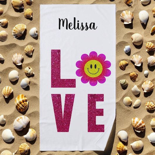 Leuke Zomer Bloemen Boho Love Zonnebloem Roze Strandlaken