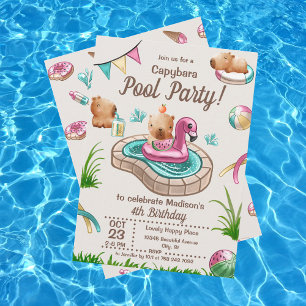 Leuke zomer Capybara Pool Party Kaart