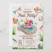 Leuke zomer capybara zwembadfeestje kaart (Voorkant)