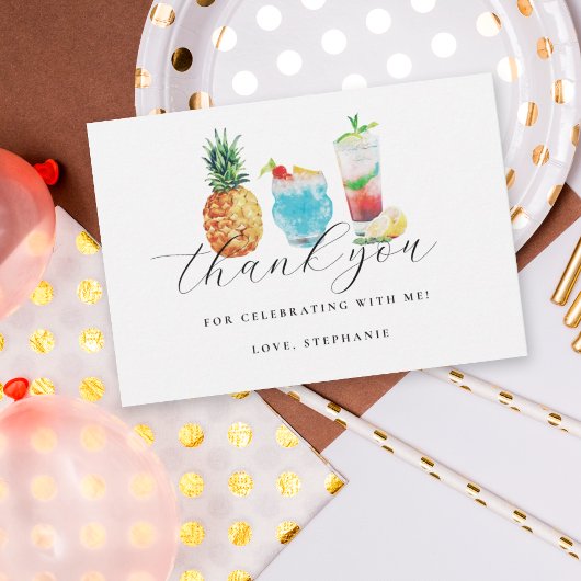 Leuke zomer cocktail verjaardagsfeestje bedankkaart