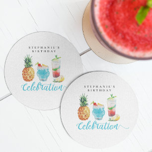 Leuke Zomer Feest Cocktail Verjaardagsfeestje Ronde Kartonnen Onderzetter