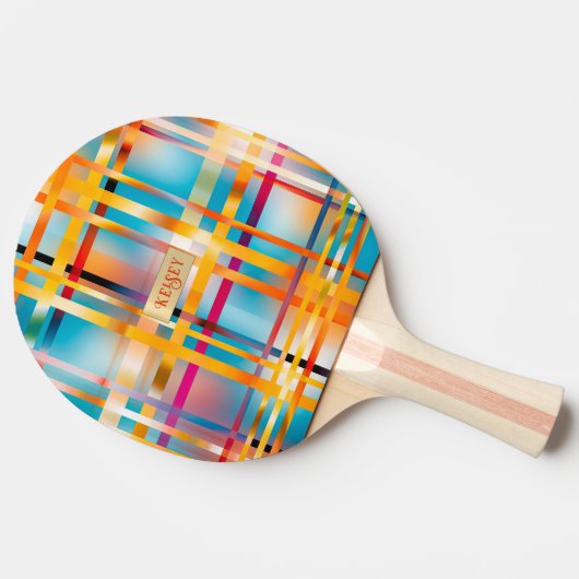 Leuke Zomer Gepersonaliseerd Kleurrijk Blauw Roze  Tafeltennisbatje (Zijkant)