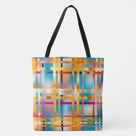 Leuke Zomer Gepersonaliseerd Kleurrijk Blauw Roze  Tote Bag (Voorkant)