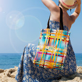 Leuke Zomer Gepersonaliseerd Kleurrijk Blauw Roze  Tote Bag