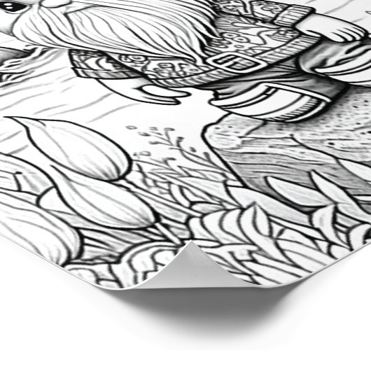 Leuke zomer gnoom volwassen kleuren poster (Hoek)