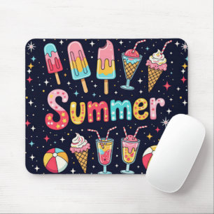 Leuke zomer graphics op zwart muismat