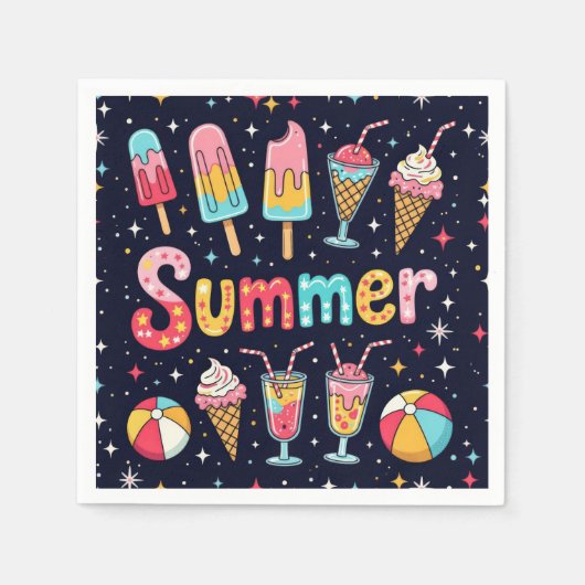 Leuke zomer graphics op zwart servet (Voorkant)
