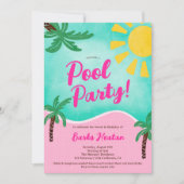 Leuke Zomer Helder Tropisch zwembad feest Sweet 16 Kaart (Voorkant)