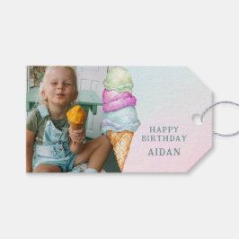 Leuke zomer ijs foto verjaardagsfeestje cadeaulabel