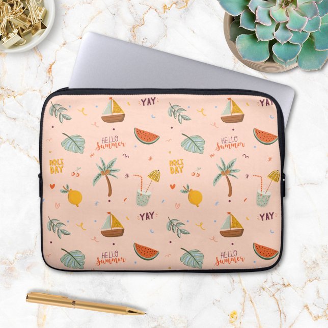 Leuke zomer kleurrijke Kinder Patroon Laptop Sleeve (In situ)