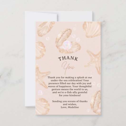 Leuke zomer oceaan kleine parel baby shower bedankkaart (Voorkant)