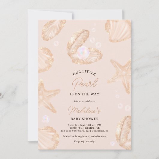Leuke zomer oceaan kleine parel baby shower kaart (Voorkant)