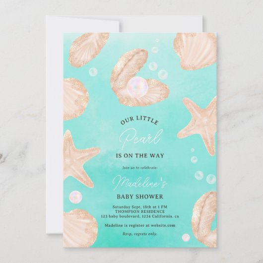 Leuke zomer oceaan kleine parel baby shower kaart (Voorkant)