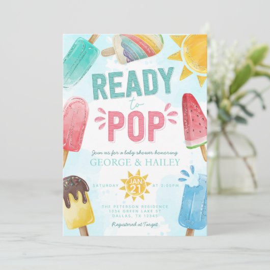Leuke Zomer Popsicle Klaar voor Pop Baby shower Kaart (Staand voorkant)