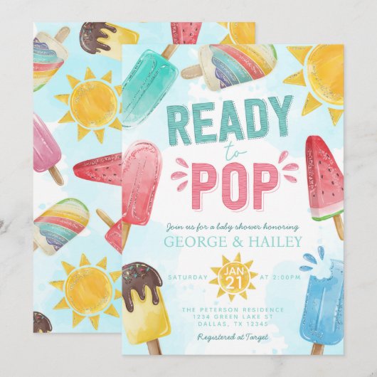 Leuke Zomer Popsicle Klaar voor Pop Baby shower Kaart (Voorkant / Achterkant)