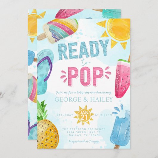 Leuke Zomer Popsicle Klaar voor Pop Baby shower Kaart (Voorkant / Achterkant)