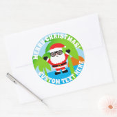 Leuke zomer Sinterklaas cartoon tropical Christmas Ronde Sticker (Envelop)