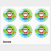 Leuke zomer Sinterklaas cartoon tropical Christmas Ronde Sticker (Vel)