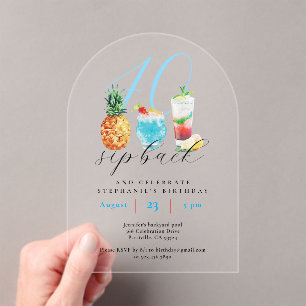 Leuke zomer sip back cocktails 40e verjaardagsfees acryl uitnodigingen