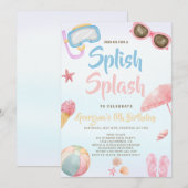 Leuke zomer Splash Girl Verjaardag Kaart (Voorkant / Achterkant)