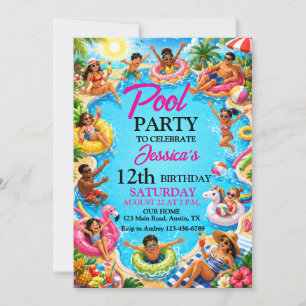 Leuke zomer splash zwembad feest verjaardag kaart