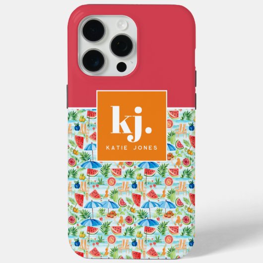 Leuke zomer stijlvol monogram Case-Mate iPhone case (Achterkant)