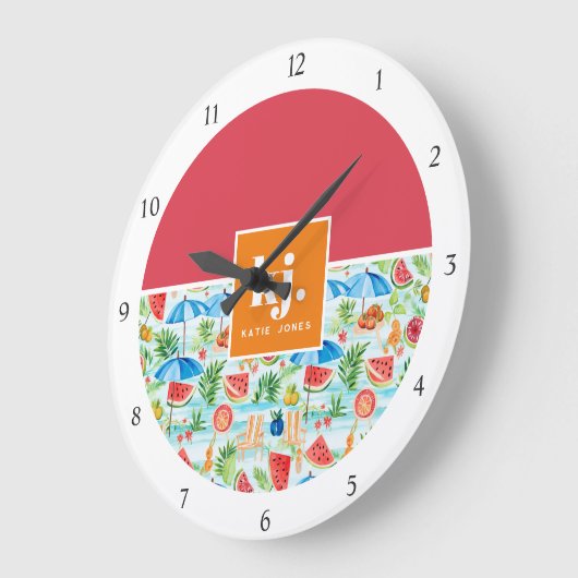 Leuke zomer stijlvol monogram grote klok (Hoek)
